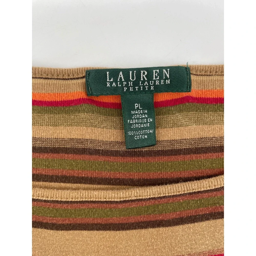 Lauren Ralph Lauren Knit Dress Women Large Petite Southwestern‎ Stripe Cotton